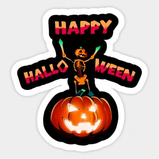 Happy Halloween skeleton pumpkin man Sticker